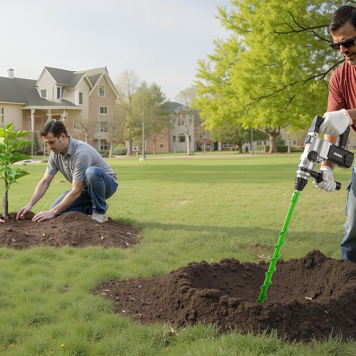 Бур для земляного буріння, діаметр 40x790 мм, садовий бур, сумісний з дрелями з внутрішнім діаметром 20 мм, бур для стовпів, бур для прокладання комунікацій, інструмент для копання для посадки та буріння
