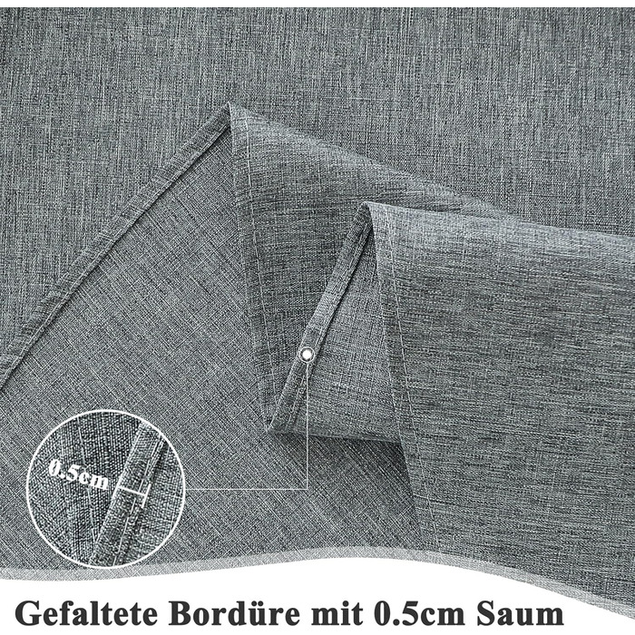Скатертина кругла 120см, сіра лляна скатертина з поліестеру, що миється, водовідштовхувальна з ефектом лотоса, міцна, стійка до по