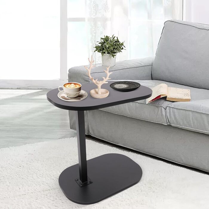 С-подібний журнальний столик, регульована висота 4580 см, поворотна та нахильна стільниця, столик для дивана, тумбочка біля ліжка, столик для колін з колесами, сучасний маленький журнальний столик, компактний та стійкий (чорний)