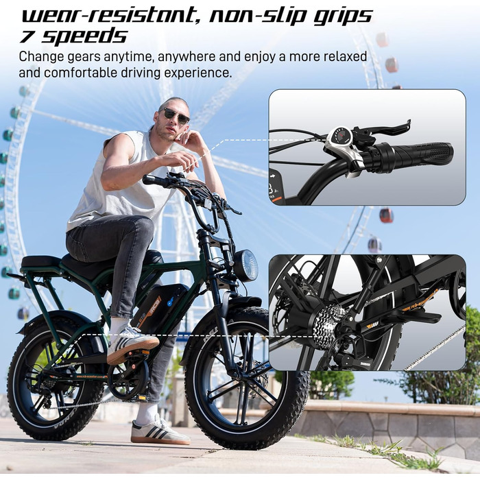 Електровелосипед, Електричний гірський велосипед для дорослих, Електровелосипед для щоденних поїздок зі знімним акумулятором 48 В 20,8 Аг, Запас ходу 3590 км, Чорний, 19 20&39&39