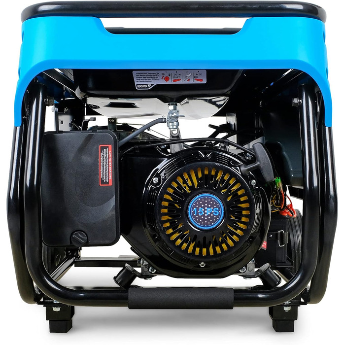 Бензиновий генератор 15 к.с. з електричним стартером Мобільний генератор 400 В 2 x 230 В 6,5 кВт 3-фазний високовольтний генератор 4-тактний бензиновий двигун 420 куб.см Тихий генератор 93 дБ(A)