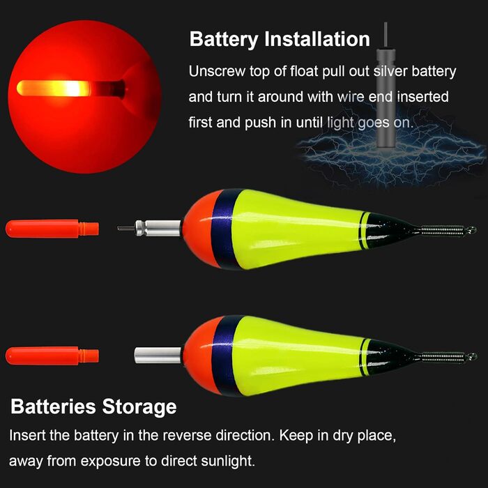 Світлодіодний світлодіодний поплавець Набір поплавців для риболовлі 5,5 г (1/5 унцій) 7,5 г (1/4 унції) 12 г (3/8 унцій) 3 шт.