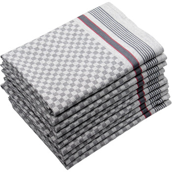Набір з 10 чайних рушників, 50x100 см, бавовна, сірий в клітинку 50 x 100 см антрацит
