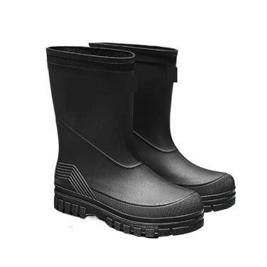 Чоловічі гумові чоботи, водонепроникні гумові чоботи, середній підйом, товста підошва, нековзні, ідеально підходять для кухні, активного відпочинку та риболовлі, чорні, розмір ЄС 40