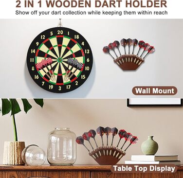 Дерев&39яний тримач для дротиків 2-в-1 та настінне кріплення Високоякісний тримач для дротиків Презентаційна стійка для дротиків Преміальний аксесуар для дротиків, колір горіхового дерева