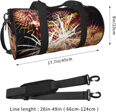 Спортивна сумка, дорожня сумка, стильний принт Феєрверк, сумка для подорожей на ніч, чорна, універсальний розмір