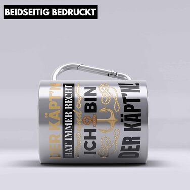 Тренд - Капітанська кружка з нержавіючої сталі з карабіном, подарунок для капітанів, кумедний вислів, човнярі, спортивні човни, чоловіки-моряки, вітрильний спорт, моторні човни (срібло)