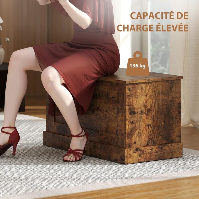 Дерев&39яна скриня для іграшок HOMCOM із запобіжною петлею, для вітальні, передпокій, 80 x 40 x 45 см, рустикальний коричневий