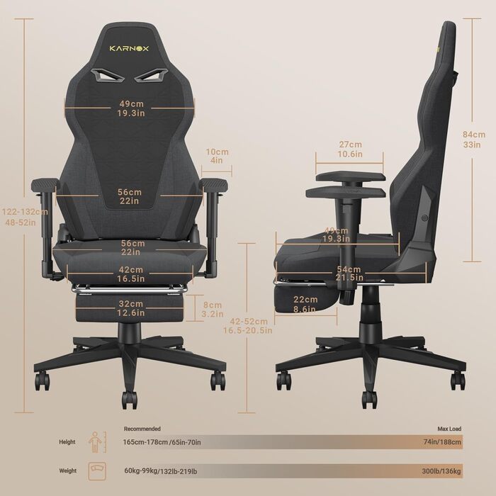 Ергономічне ігрове крісло з підставкою для ніг, тканинний чохол для дорослих, офісне крісло з високою спинкою, ігрове крісло для високих і важких людей з підголівником та поперековою опорою, гоночний стиль, 54x56x132 см