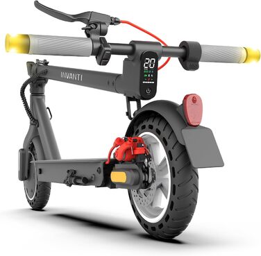 Електросамокат з допуском до дорожнього руху, електросамокат INVANTI E30, запас ходу 32 км, електросамокат для дорослих із задніми амортизаторами, електросамокат вантажопідйомністю 120 кг, складний електросамокат із застосунком та поворотниками, сірий