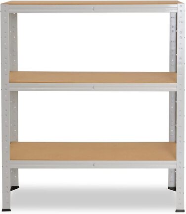 Офічна полиця для зберігання, Міцна офісна полиця, Світло-сірий/Метал, Офічна полиця з 3 полицями/Полиця в підвалі, Полиця для майстерні/Навісний стелаж, Метал, Вантажопідйомність 175 кг/Офічна полиця для файлів, В 100 см / Ш 90 см / Г 60 см, 100x90x60