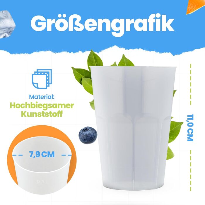 Стаканів для коктейлів 0,3 л Багаторазові пластикові стакани для пиття Стакани для вечірок Миються в посудомийній машині Небиткі Б