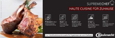 Багатофункціональна мікрохвильова піч Bauknecht Supreme Chef MW 3391 SX 5in1 /1000 Вт/33 л Варильна камера/гаряче повітря 1700 Вт/XXL Гриль 1200 Вт/DualCrisp & CrispFry /AutoClean/Приготування на парі/Функція плавлення та швидкого розморожування Одинарна