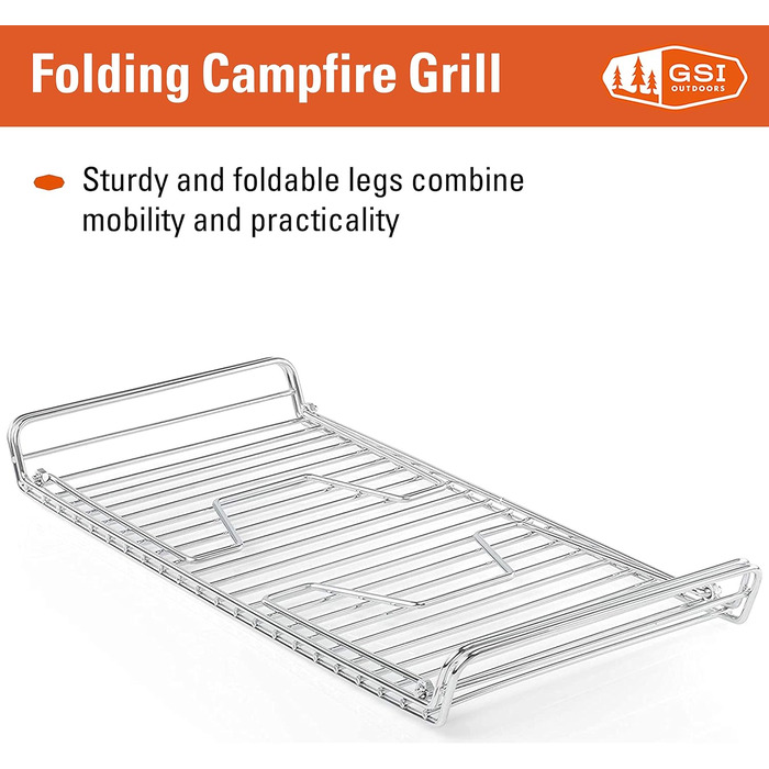 Портативний гриль для багаття GSI, складний, 39,1 x 20,1 см, стійкий до іржі (15,4 x 7,9 дюйма)