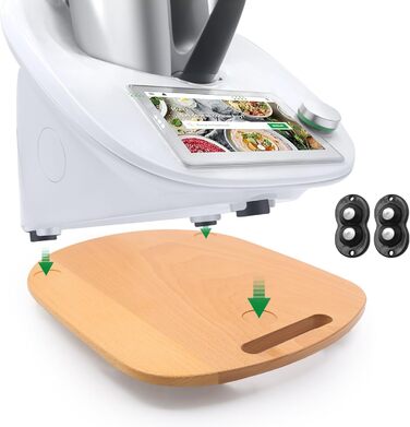 Розсувна дошка для Thermomix TM6 TM5-360 Універсальна колісна дошка для кухонного комбайна Thermomix Vorwerk, Букова підкладкова дошка TM5 TM6 Аксесуари Швидкорухома рухома дошка з гумовими ніжками
