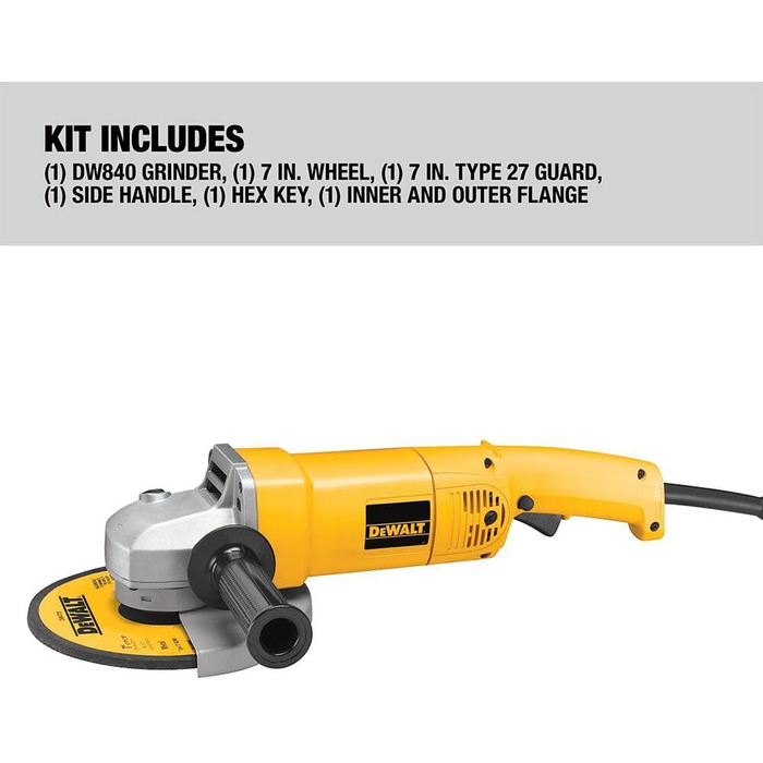 Дюймова середня кутова шліфувальна машина DeWalt DW840, 7-