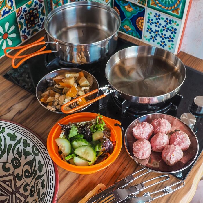 Набір посуду для кемпінгу KingCamp Adventurer I Pro - сталевий казанок та сковорода