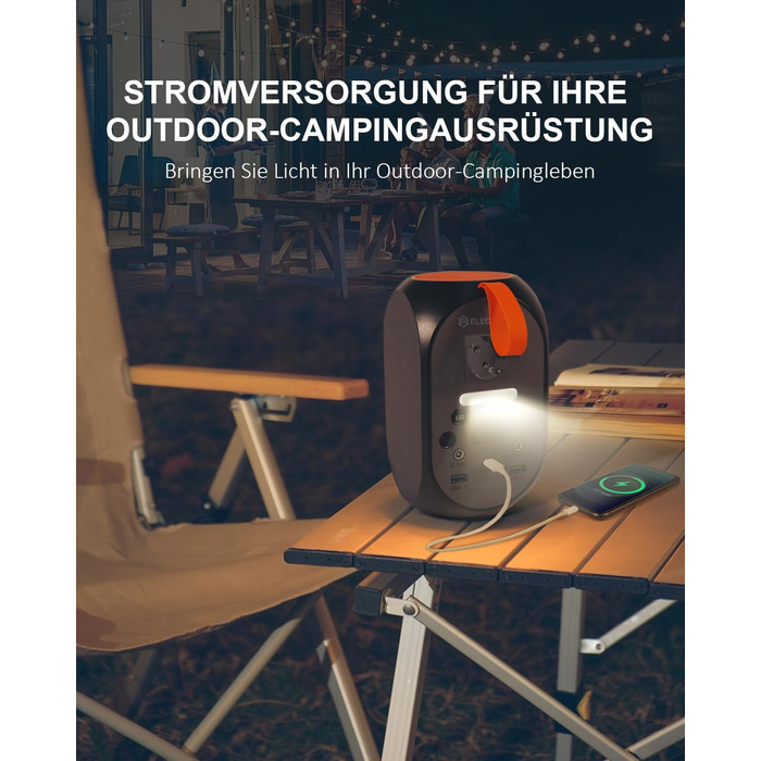 Портативна електростанція ELECAENTA з акумулятором LiFePO4 потужністю 99 Втгод, сонячним генератором 120 Вт та резервним акумулятором PD 30 Вт/AC/DC для подорожей, кемпінгу на природі та надзвичайних ситуацій SG120