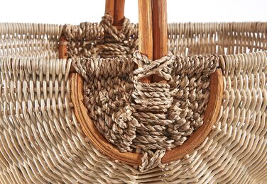 Кошик з ротанга Kobolo 49x334 см Бежевий Плетений кошик ручної роботи з ручками Міцний кошик для покупок з ротанга Класичний кошик для перенесення фермерських ринків, пікніків, домашнього використання, зберігання та декору