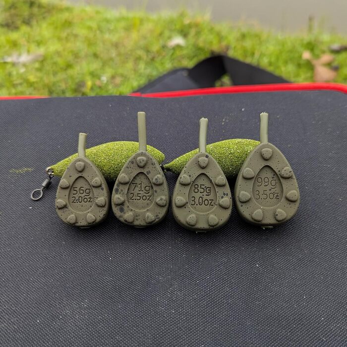 Набір повідків для коропа, 8 шт. - 2 кожного по 56 г/71 г/85 г/99 г Повідці для коропа, Повідці для коропа, Рибальські повідці, Донні повідці, Ловля коропа - Рибальські аксесуари, Вбудовані овальні, Камуфляжно-зелені, 2 кожного по 56 г/71 г/85 г/99 г