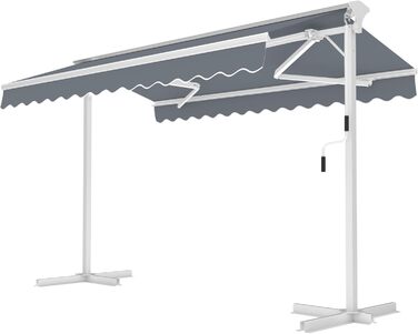 Окремостояча маркіз METRO Professional з ручкою, алюміній/поліестер, 3,5 x 3 м, сріблястий