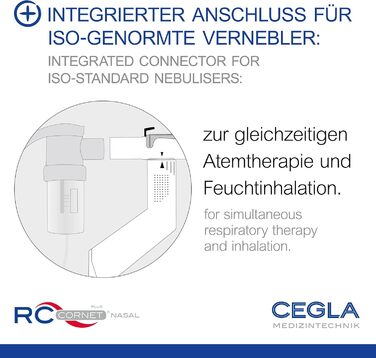 Прилад для респіраторної терапії CEGLA RC-Cornet PLUS NASAL, вільний ніс без ліків, муколітичний, протинабряковий, регенеруючий, інтегроване з'єднання для інгаляцій, очищає верхні дихальні шляхи