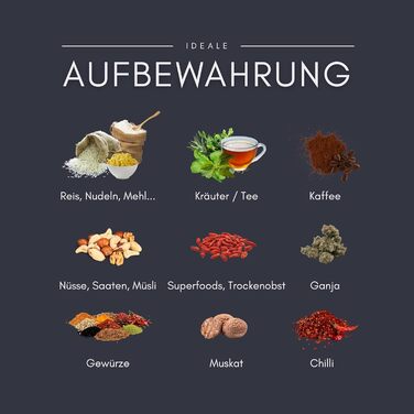 Набір високоякісних скляних банок для зберігання ANCEVIA TOP 7 фіолетового кольору - Різні контейнери для зберігання з кришками Банки для зберігання Miron Saturn, скляні контейнери з кришками, наприклад, для рису, насіння, чаю, трав тощо