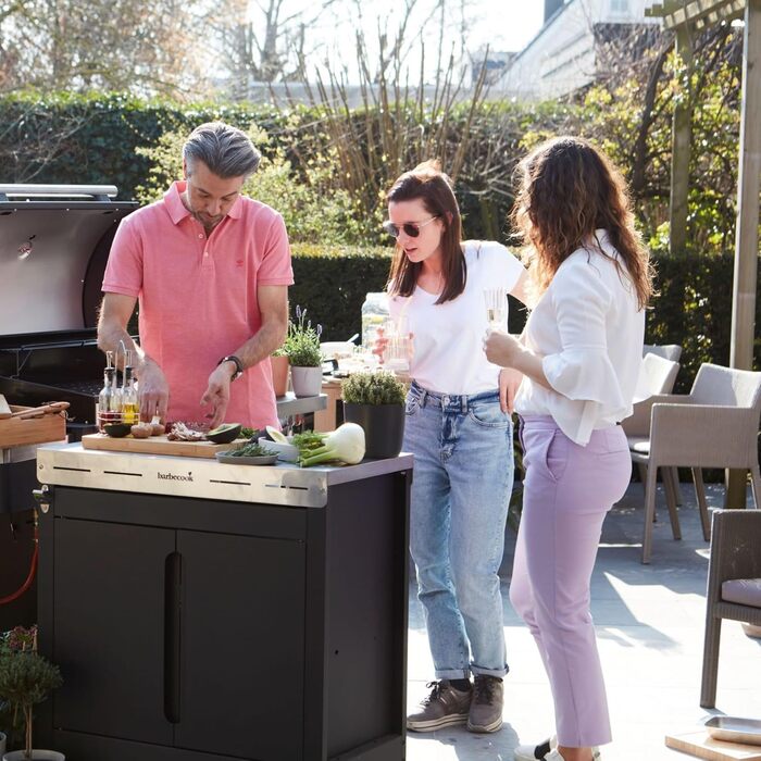 Преміальний стіл для гриля barbecook Buddy з полицями для зберігання та вбудованим відкривачем для пляшок, 84 x 46 x 90 см