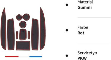 Гумові килимки LFOTPP Clio 4, гумові килимки Протиковзкі килимки для підстаканника Центральна консоль Підлокітник Дверний проріз 10 шт. червоний