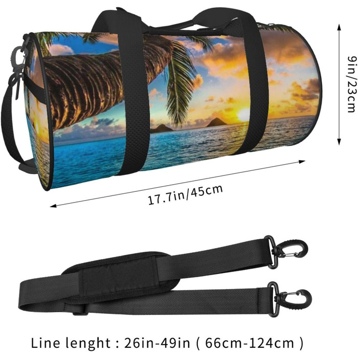 Спортивна сумка для подорожей, пляжна сумка з принтом Захід сонця, сумка на нічліг, чорна, універсальний розмір