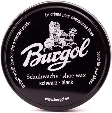 Набір для догляду за взуттям Burgol Shoe Wax для гладкої шкіри - Взуття Колір Взуттєвий віск чорний, кремова щітка, щітка з кінського волосу з порадами по догляду