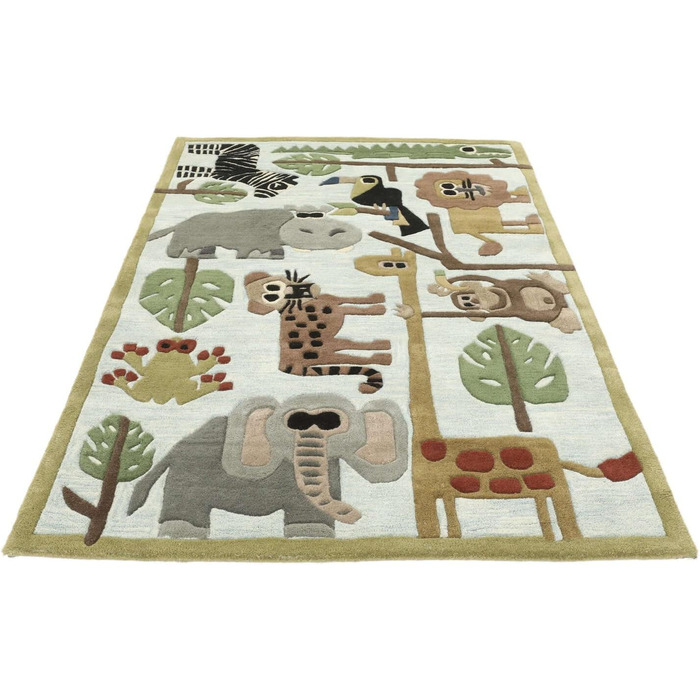 Зоопарк ручної роботи, Килимок для дитячої кімнати, 170 x 240 см, Дитячий килимок для дітей, Ігровий килимок для немовлят, Сучасни