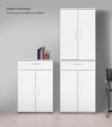 Багатофункціональна офісна шафа Mokebo Практична (60x90 см) з дерева, з шухлядою, картотекою, також підходить як шафа для взуття, шафа для передпокою або шафа для зберігання речей білого кольору, висота 90 см, білий -11