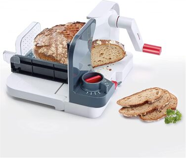 Харчовий слайсер Westmark, плавно регульована товщина різання, дуже гострий круглий ніж, пластик/нержавіюча сталь, компактний, білий/антрацитовий/червоний, 97012260 модель 2022 року