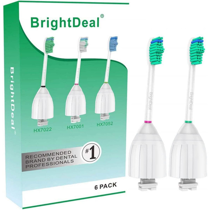 Змінні насадки для щітки BrightDeal, сумісні із зубною щіткою Philips Sonicare E-Series Elite Essence Advance CleanCare Xtreme HX7022/66 (6 шт. )