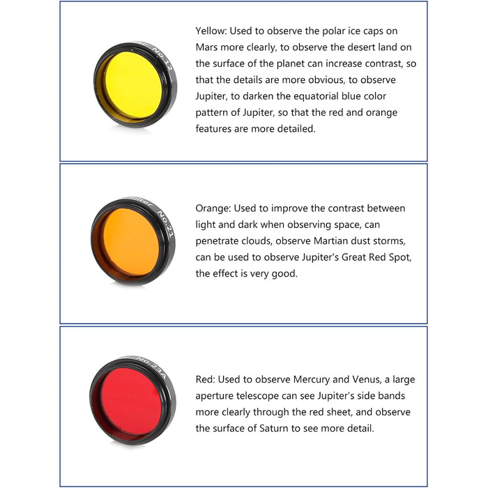 Оновлений набір 6-кольорових фільтрів для спостереження за планетами, набір фільтрів, аксесуари, ідеально підходить для любителів, місячний фільтр