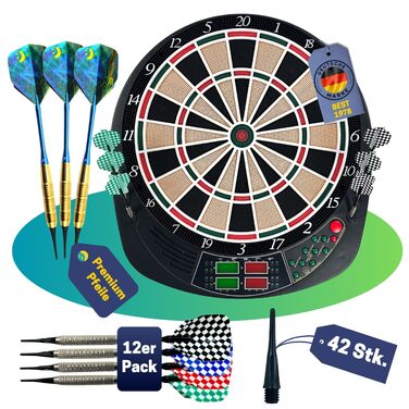 Найкращий спортивний електронний дартс Coventry - 27 ігор зі 159 варіаціями, до 16 гравців, 12 дротиків та запасні наконечники, світлодіодний дисплей, звуковий ефект, білий павук із тайфуном - м&39які дартс, 3 шт.