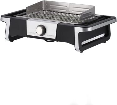 Електричний гриль для внутрішнього та зовнішнього використання, настільний гриль зі швидким запуском гриля до 500 C, балконний гриль з поверхнею SafeTouch, нержавіюча сталь/чорний, настільний гриль PG 8113 з поворотним керуванням Одинарний