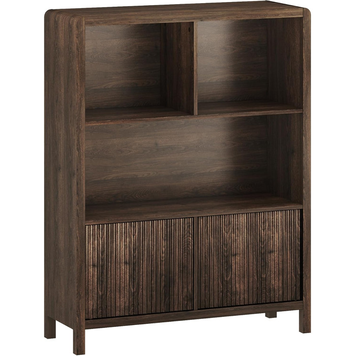 Висока тумба, Комод, Сервант, 103 x 80 x 28 см, Багатоцільова шафа, Шафа для вітальні з 2 дверцятами та 5 відділеннями, Шафа для вітальні, Під горіх, Під горіх, 103 x 80 x 28 см