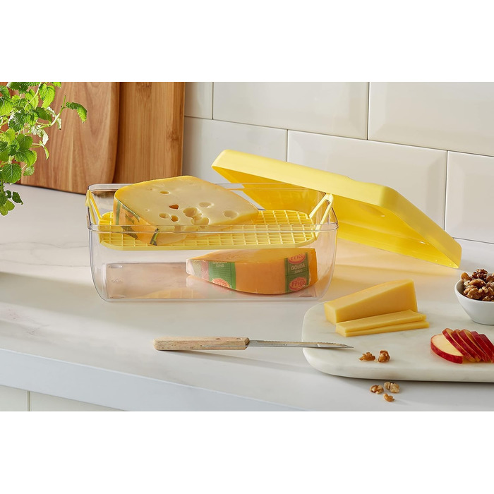 Контейнер для сиру з кришкою, 3 л, 26 x 17 x 10,5 см, для зберігання в холодильнику, контейнер для продуктів з решіткою для свіжості, сирниця, виготовлено в Італії - новий