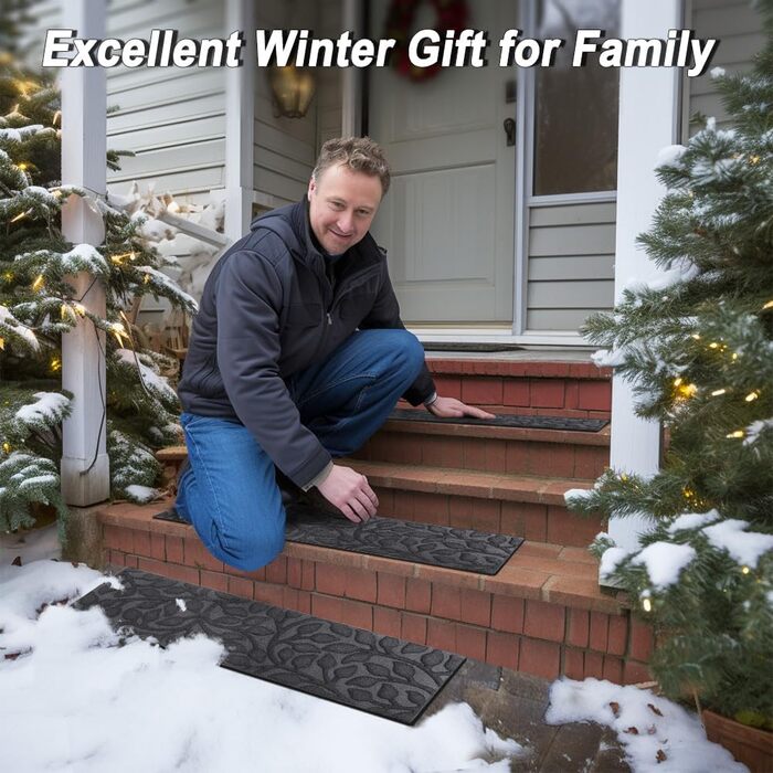 Килимки для сходів Aucuda, 6 шт. , сіре листя