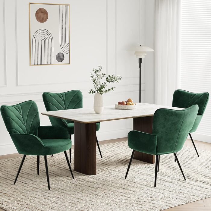 Крісло для вітальні COLAMY, оксамитове м&39яке крісло-реклайнер з високою спинкою, м&39яке комфортне крісло з дизайном відкидної спинки, крісло для відпочинку з дерев&39яними ніжками для вітальні, куточок для читання, зелений зелений 1