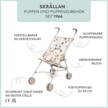 Коляска для ляльок від 3 років - 53 см велика складна коляска з ременем безпеки та чохлом, що миється - іграшкова коляска для ляль