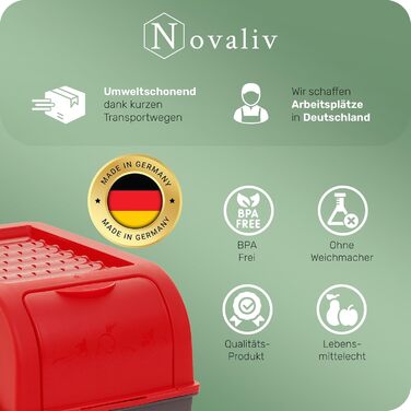 Ящик для зберігання картоплі Novaliv 2 середні 5 л ЧЕРВОНИЙ Ящик для картоплі Штабелюваний ящик для овочів, ящик для цибулі, кошик для картоплі, контейнер для фруктів, ящик для картоплі, контейнер для зберігання цибулі, контейнер для зберігання продуктів,