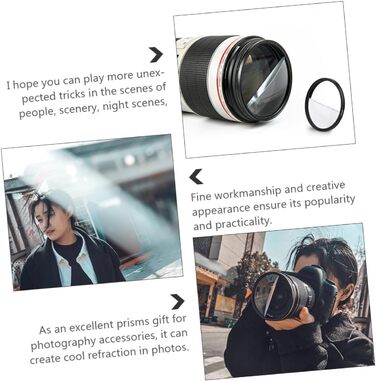 Набір з розділеними діоптрійними призмами. Фотографічні діоптрійні призми. Обєктив калейдоскопа зі скла. Фотографічні розділені діоптрійні призми. Призми для фотокамер. Обєктив камери з фільтром., 1