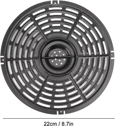 Змінна сковорода-гриль для фритюрниці, кругла, термостійка, з антипригарним покриттям, для фритюрниці, полиця, кошик, пластина для гриля, деко для хрустких продуктів, запасна частина Аксесуари для (22 см)