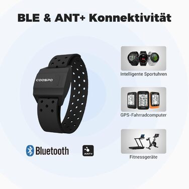 Пульсометр COOSPO, браслет, оптичний датчик серцевого ритму, Bluetooth 4.0, ANT, сумісний з iFit, Polar, Strava, Wahoo, Garmin, Peloton, чорний