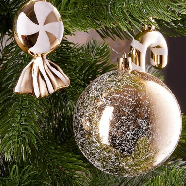 Набір різдвяних кульок 33 предметів золотисто-білі BRUBAKER