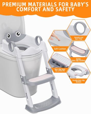 Дитяче сидіння для унітазу зі сходами, дитяче сидіння для унітазу для хлопчиків і дівчаток, регулюється по висоті і складається, д