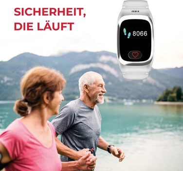 Годинник James B8 для екстрених випадків та безпеки для людей похилого віку GPS, виявлення падіння, кнопка SOS, монітор серцевого ритму, функції для здоров&39я, сімейний додаток, гучний будильник чорний/білий вкл. SIM-картку та 2 місяці безкоштовного тари